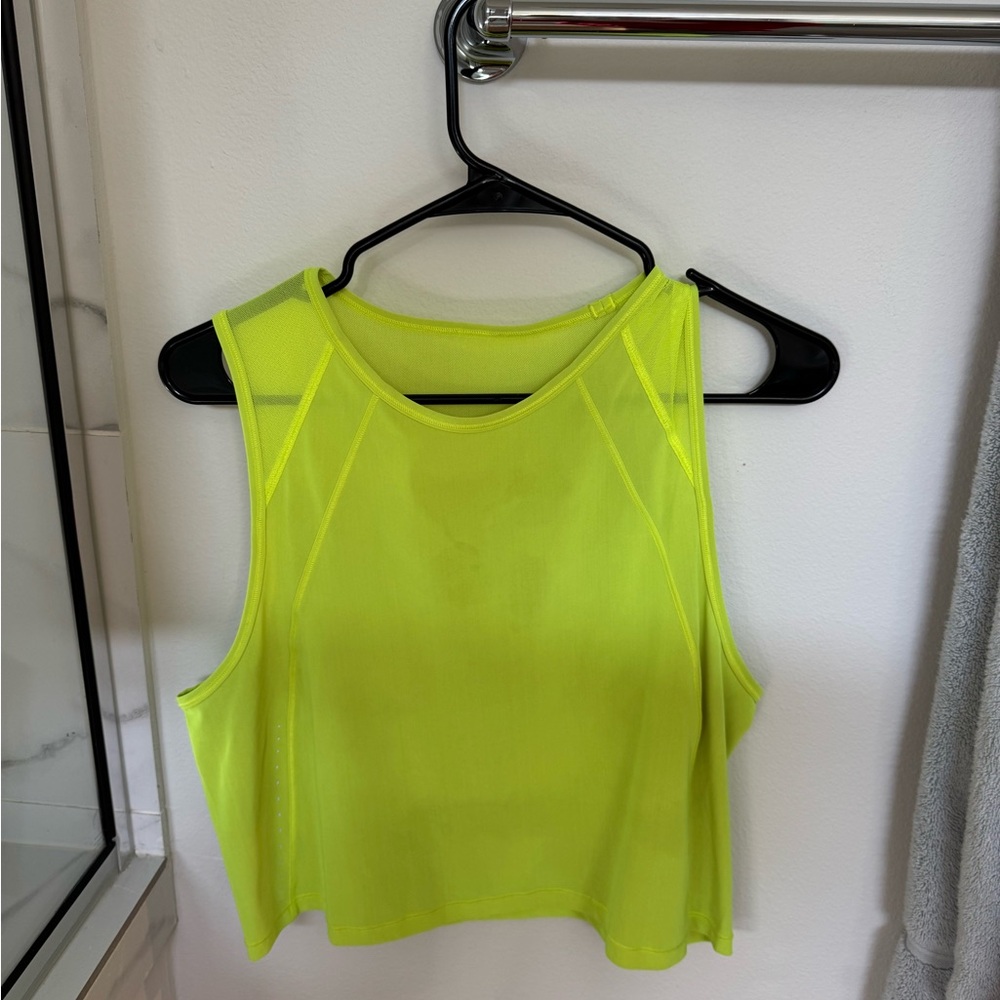 Neon Yellow Lulu Sleeveless Mesh Top